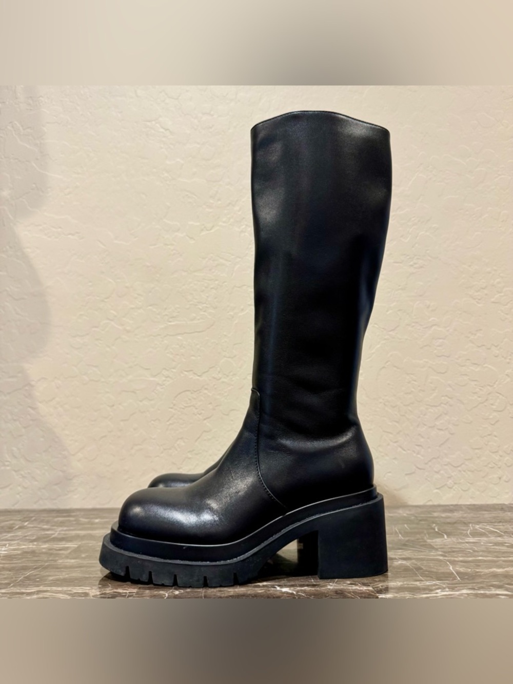 Jeffrey Campbell Bestride Leather Chunky Moto Boots